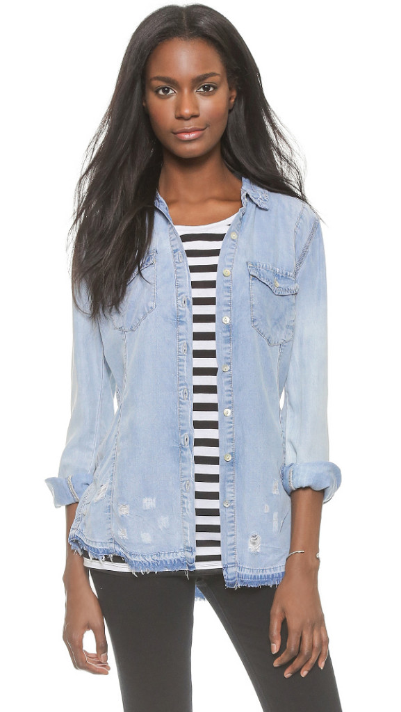 Blank Denim Frayed Denim Shirt