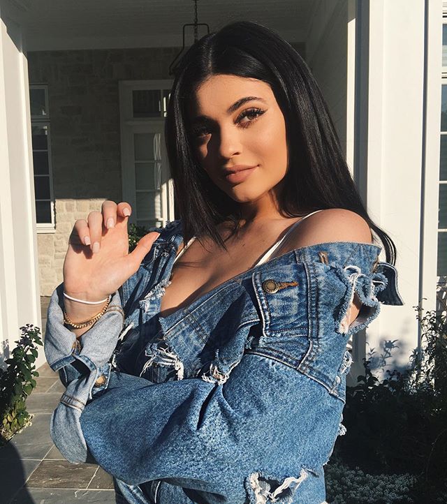 kylie jenner ripped denim jacket instagram